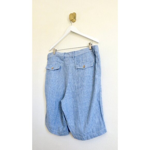 Tommy Bahama Provence Relax Shorts 100% Linen Blue White Pin Stripe SZ 38 - Picture 5 of 9